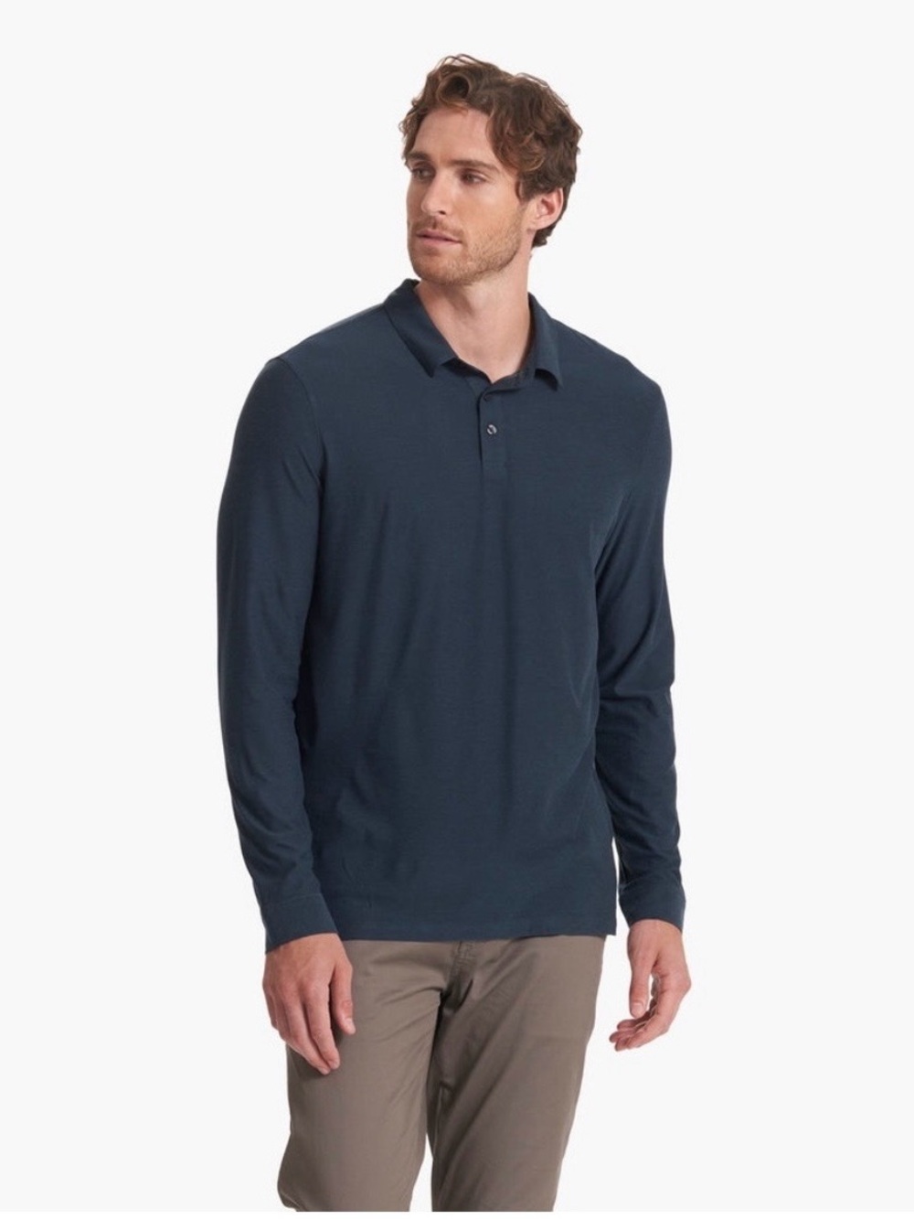 NWT Vuori Long Sleeve Strato Polo in Slate Blue Heather Size Large